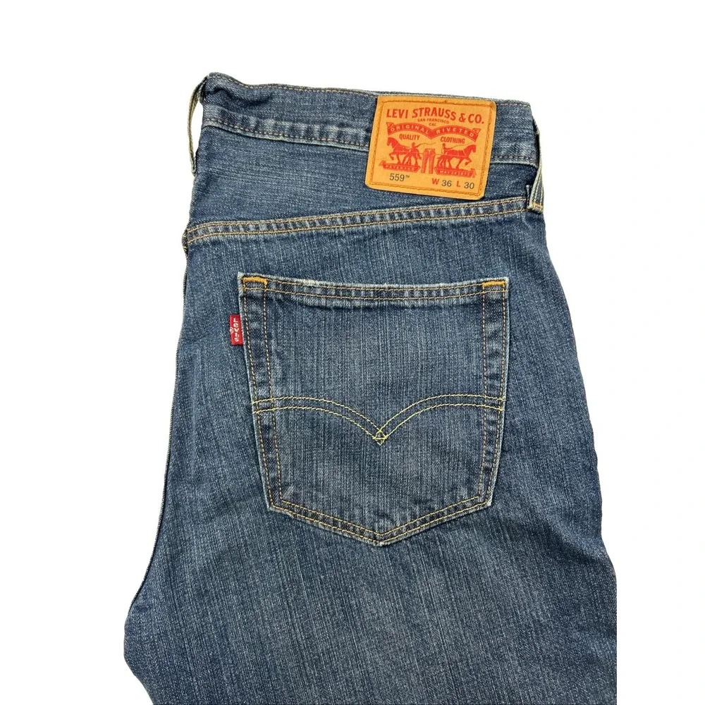 Levis 559 Jeans Mens 36x30 Blue Straight Leg Five Pocket Denim Classic Pants